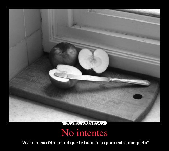 No intentes - Vivir sin esa Otra mitad que te hace falta para estar completo