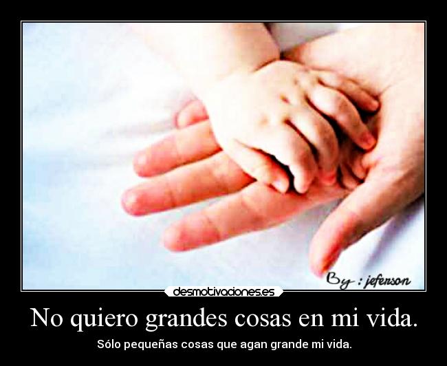 No quiero grandes cosas en mi vida. - 