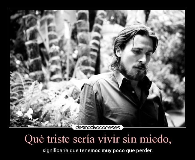 Qué triste sería vivir sin miedo, - significaría que tenemos muy poco que perder.