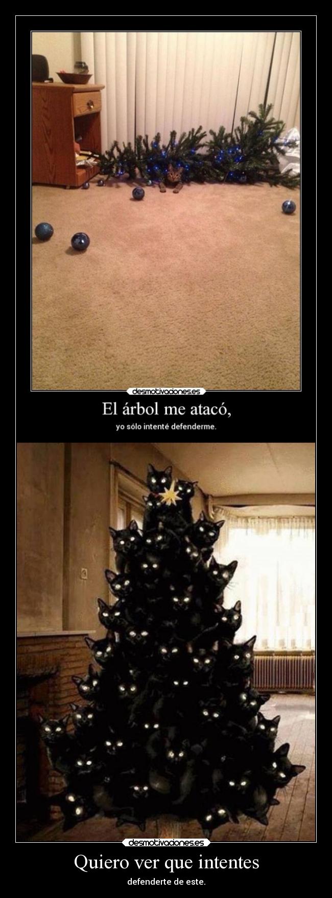 carteles arbol navidad gatos negros humor jesshellscythe desmotivaciones