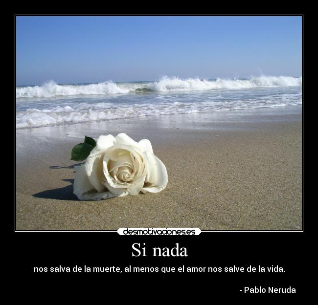Si nada - nos salva de la muerte, al menos que el amor nos salve de la vida.
- Pablo Neruda
