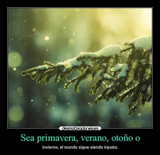 Sea primavera, verano, otoño o - invierno, el mundo sigue siendo injusto.