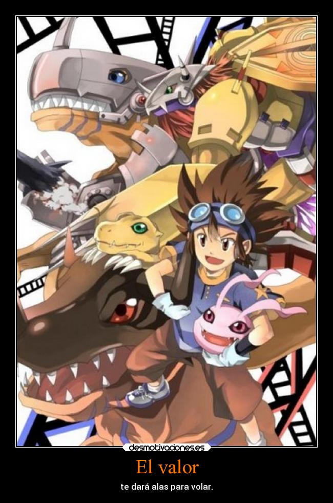 carteles digimon tai agumon emblema del valor ronoa desmotivaciones