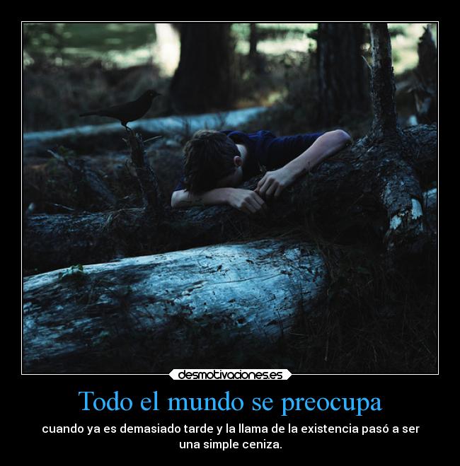 Todo el mundo se preocupa - cuando ya es demasiado tarde y la llama de la existencia pasó a ser
una simple ceniza.