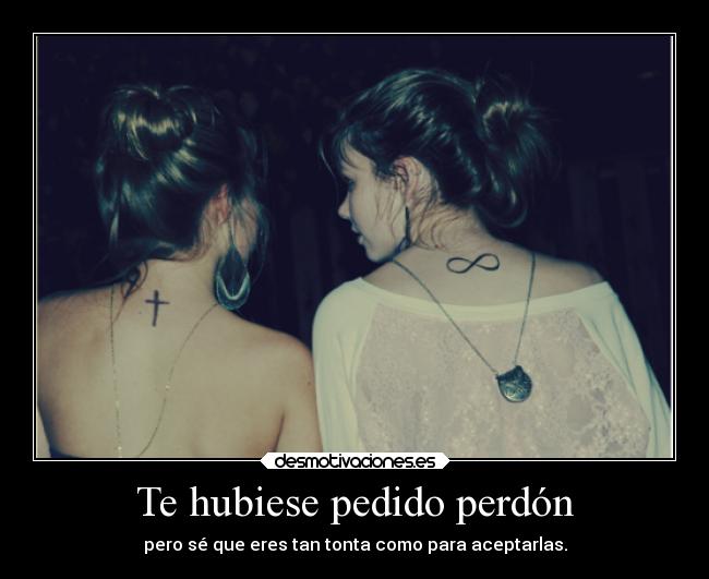 Te hubiese pedido perdón - pero sé que eres tan tonta como para aceptarlas.