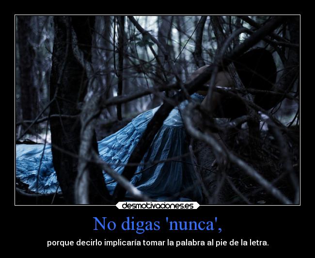 No digas nunca, - porque decirlo implicaría tomar la palabra al pie de la letra.