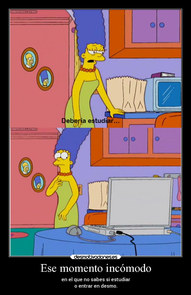 carteles desmotivaciones momento incomodo los simpson marge trato estudiar pero desmo llama desmotivaciones