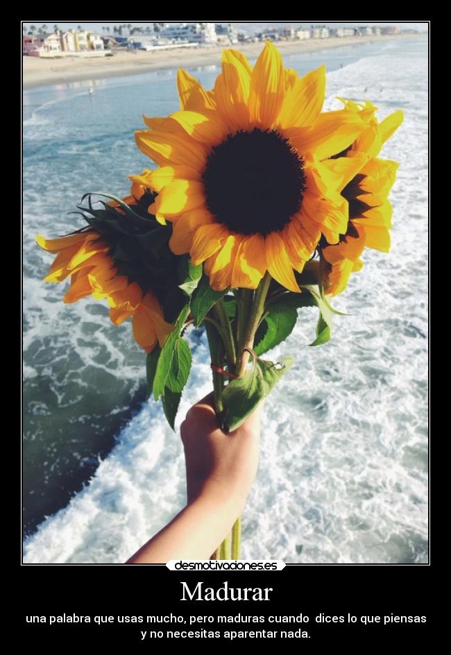 Madurar - una palabra que usas mucho, pero maduras cuando dices lo que piensas
y no necesitas aparentar nada.