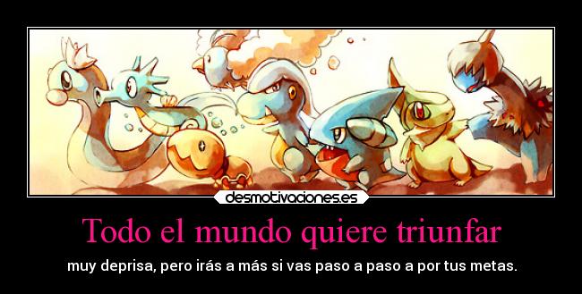 Todo el mundo quiere triunfar - muy deprisa, pero irás a más si vas paso a paso a por tus metas.