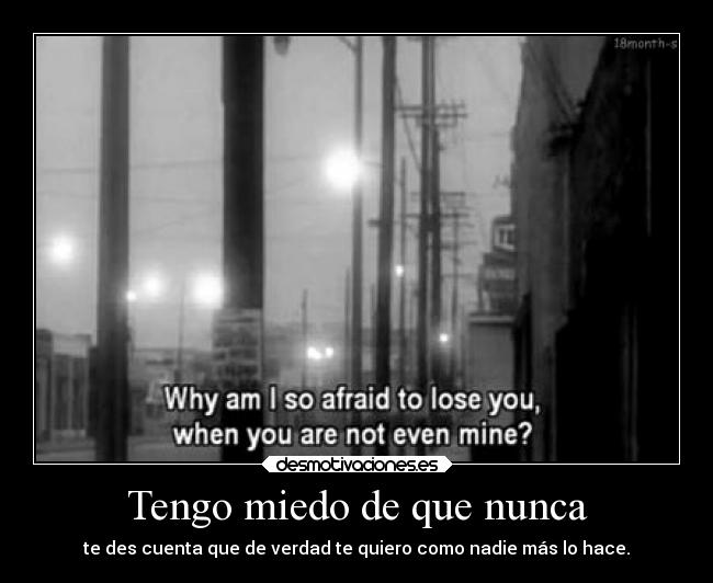 Tengo miedo de que nunca - te des cuenta que de verdad te quiero como nadie más lo hace.