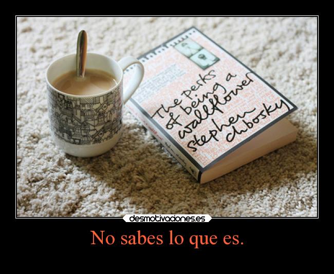 No sabes lo que es. -