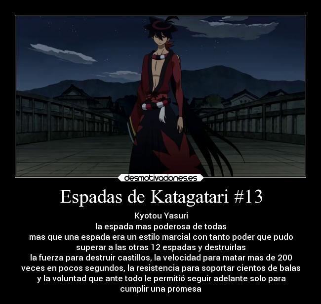 carteles anime espadas katanagatari yasuri protagonista legendario desmotivaciones