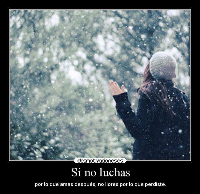 Si no luchas - por lo que amas después, no llores por lo que perdiste.