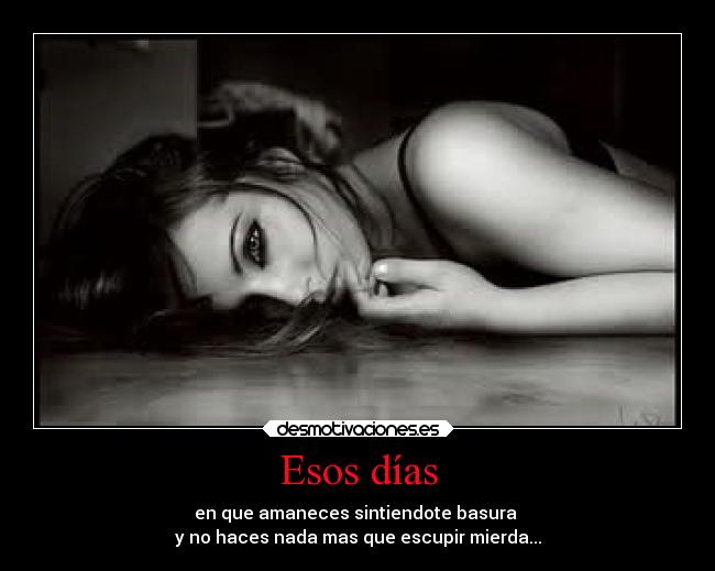 Esos días - en que amaneces sintiendote basura 
y no haces nada mas que escupir mierda...