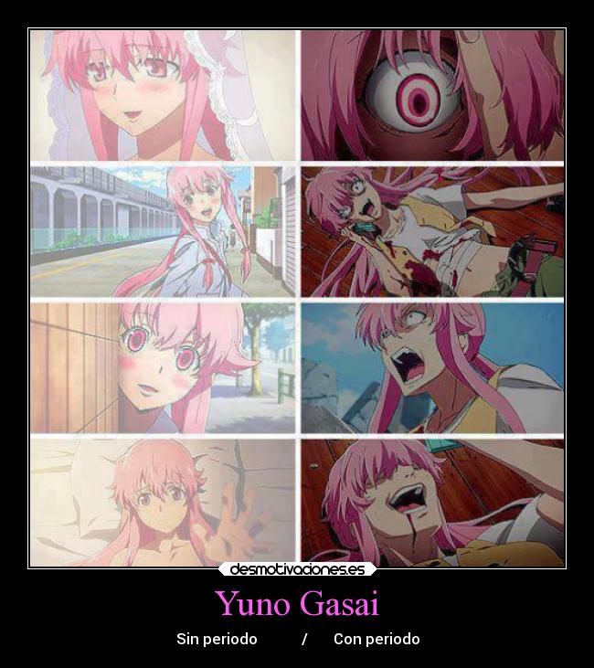 carteles anime manga mirai nikki yuno gasai amor celos humor memes graciosas desmotivaciones