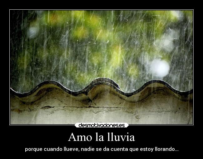 Amo la lluvia - porque cuando llueve, nadie se da cuenta que estoy llorando...