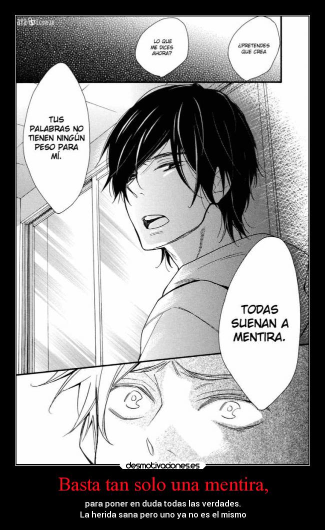 carteles mentira anime amor traicion mentiras verdades confianza criticas debilidad vida tristeza desmotivaciones desmotivaciones