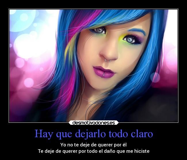 Hay que dejarlo todo claro - Yo no te deje de querer por él
Te deje de querer por todo el daño que me hiciste