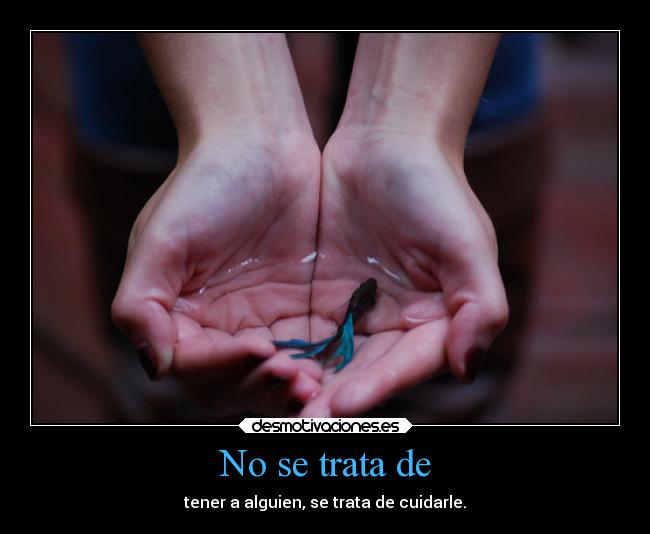 No se trata de - tener a alguien, se trata de cuidarle.