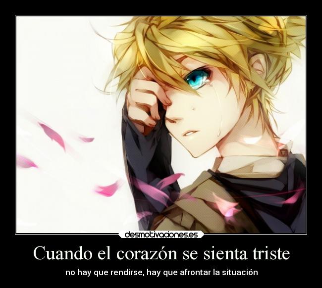 carteles corazon anime amor vocaloid len kagamine hay que rendirse desmotivaciones