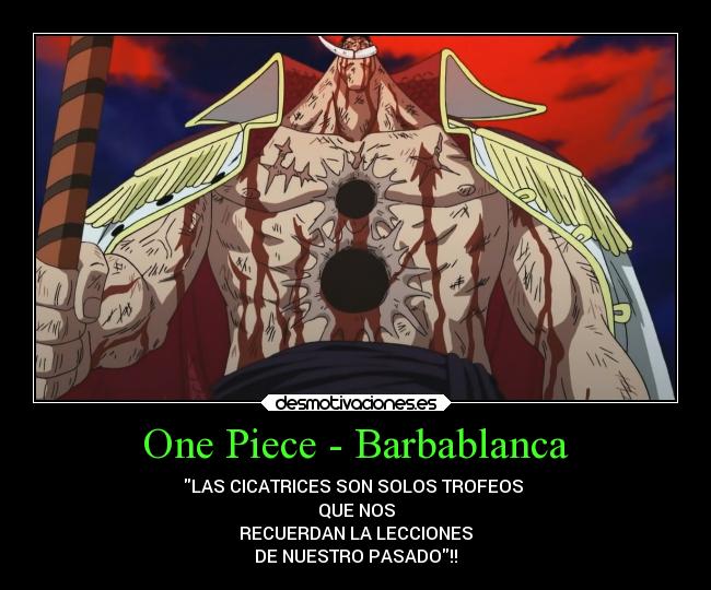 One Piece - Barbablanca - LAS CICATRICES SON SOLOS TROFEOS 
QUE NOS
RECUERDAN LA LECCIONES
DE NUESTRO PASADO!!