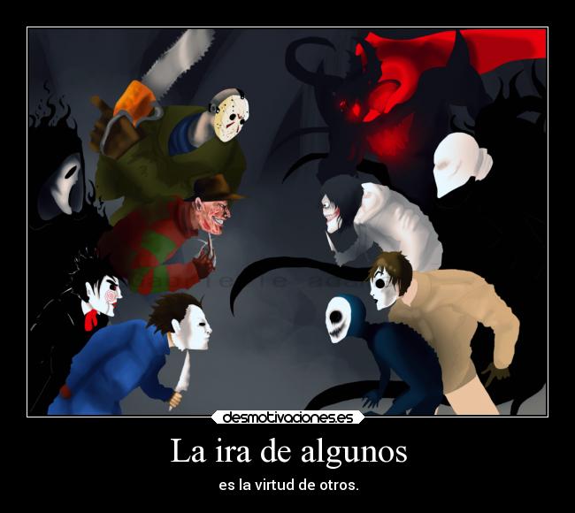 carteles anime jeff slenderman jack zalgo michael jigsaw scream freddy krueger jason creepypasta horror desmotivaciones
