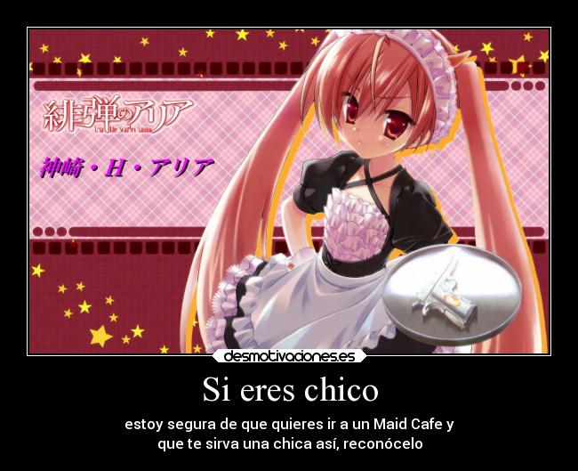 Si eres chico - estoy segura de que quieres ir a un Maid Cafe y
que te sirva una chica así, reconócelo