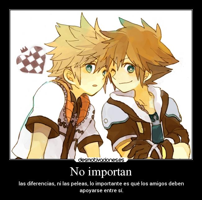 carteles anime sora roxas videojuego kingdom hearts desmotivaciones