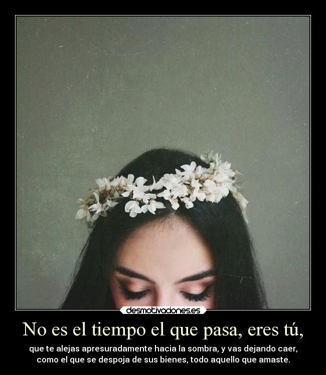 No es el tiempo el que pasa, eres tú, -