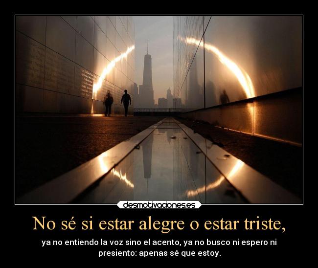 No sé si estar alegre o estar triste, -