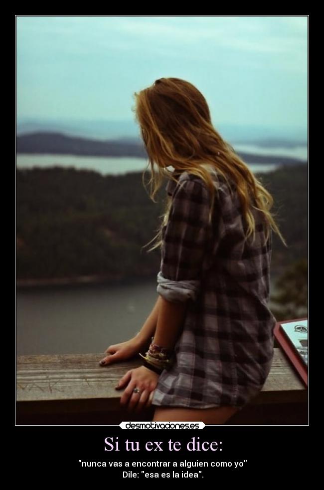 Si tu ex te dice: - nunca vas a encontrar a alguien como yo
 Dile: esa es la idea.
