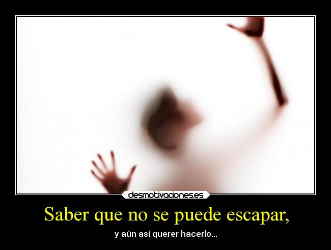 Saber que no se puede escapar, - y aún así querer hacerlo...