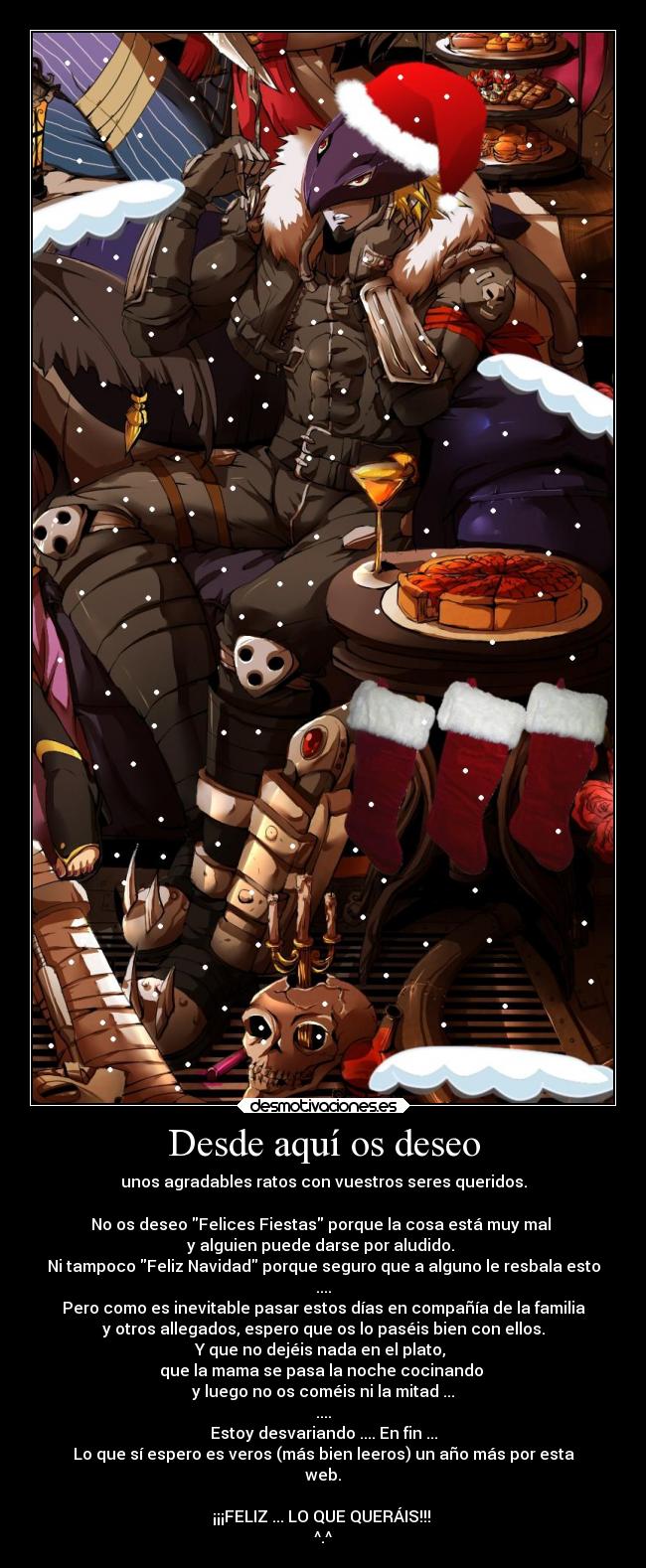 carteles familia anime fiesta navidad drakolalo digimon beelzemon nigatsu harukaze cena desmotivaciones