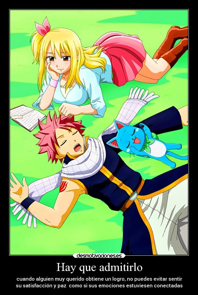 carteles felicidad anime fairy tail lucy happy natsu compartir satisfaccion alguien que aprecias desmotivaciones