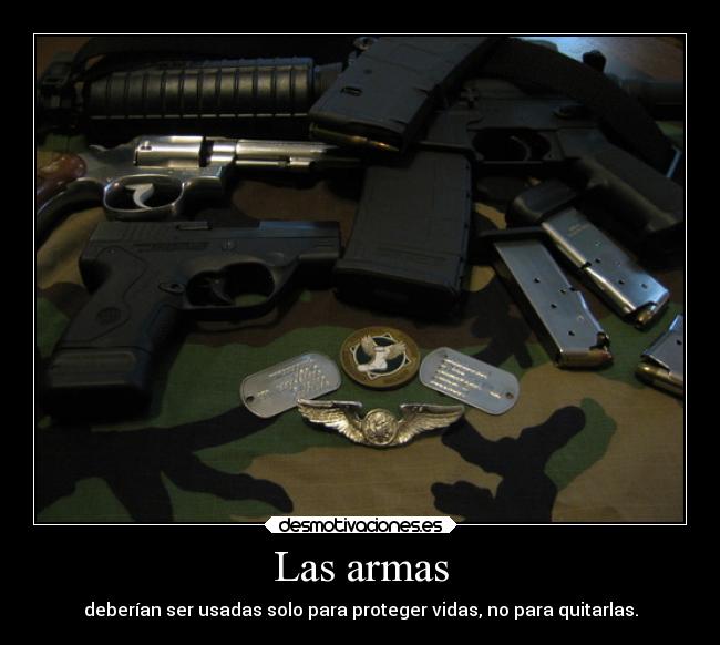 Las armas - deberían ser usadas solo para proteger vidas, no para quitarlas.