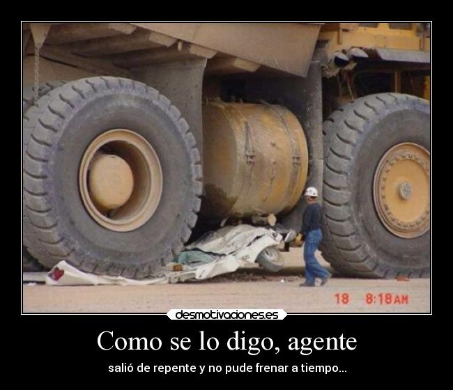 Como se lo digo, agente - salió de repente y no pude frenar a tiempo...