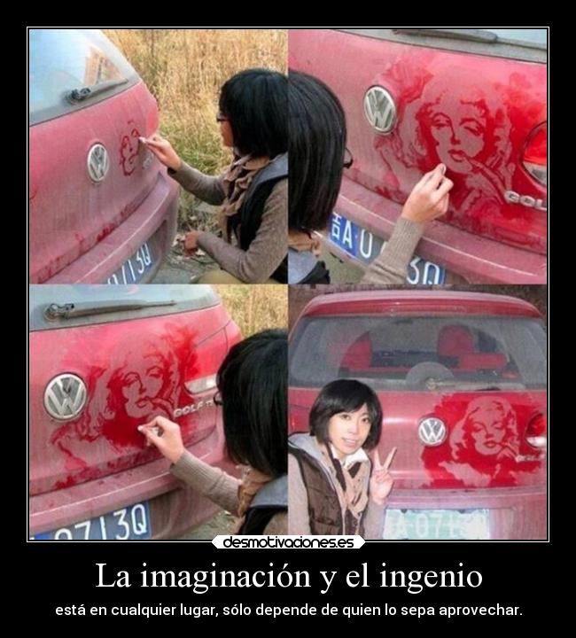 carteles imaginacion arte inegnio dibujo auto jesshelscythe desmotivaciones