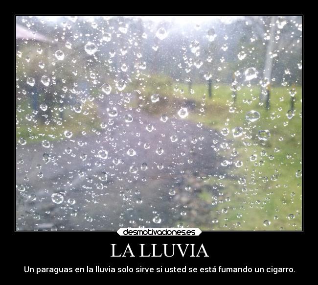 LA LLUVIA - Un paraguas en la lluvia solo sirve si usted se está fumando un cigarro.