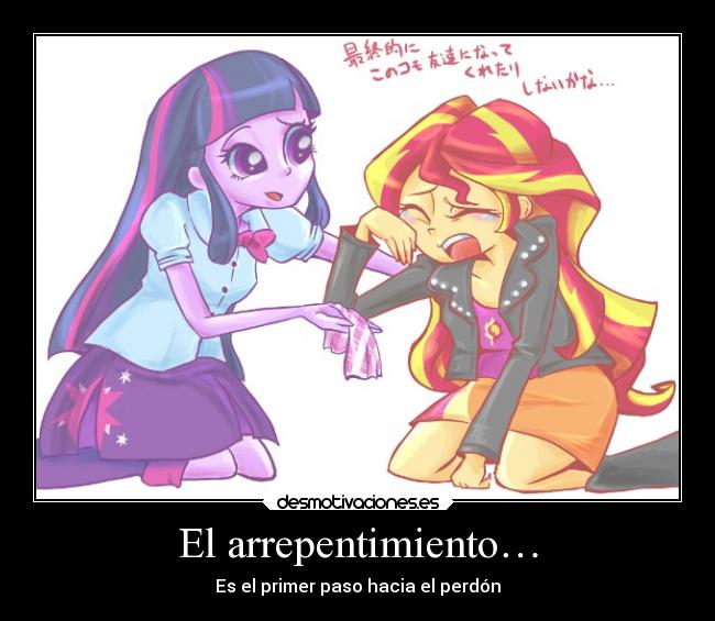 carteles little pony sunset shimer arrepentimiento twilight sparkle desmotivaciones
