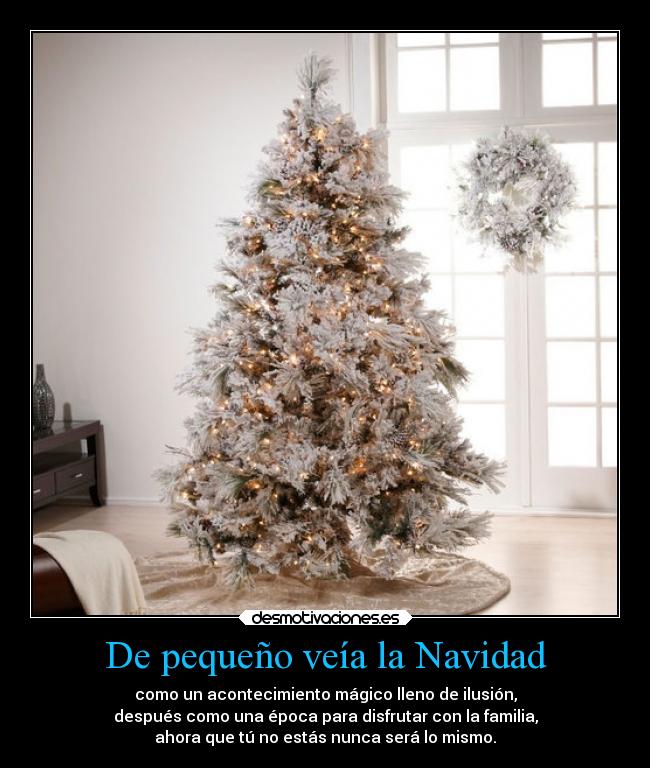 De pequeño veía la Navidad - como un acontecimiento mágico lleno de ilusión,
después como una época para disfrutar con la familia,
ahora que tú no estás nunca será lo mismo.