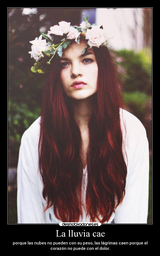 La lluvia cae - porque las nubes no pueden con su peso, las lágrimas caen porque el
corazón no puede con el dolor.