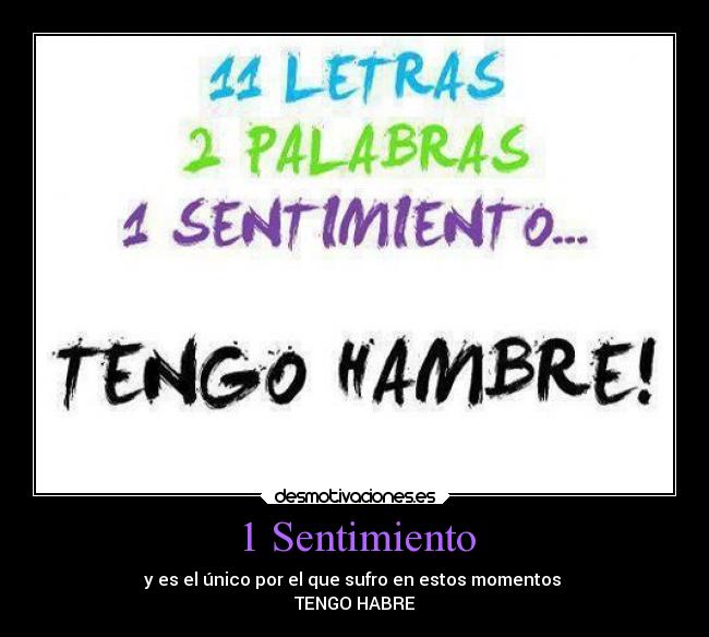 1 Sentimiento - y es el único por el que sufro en estos momentos 
TENGO HABRE