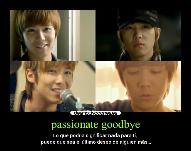 passionate goodbye - Lo que podría significar nada para ti,
puede que sea el último deseo de alguien más...