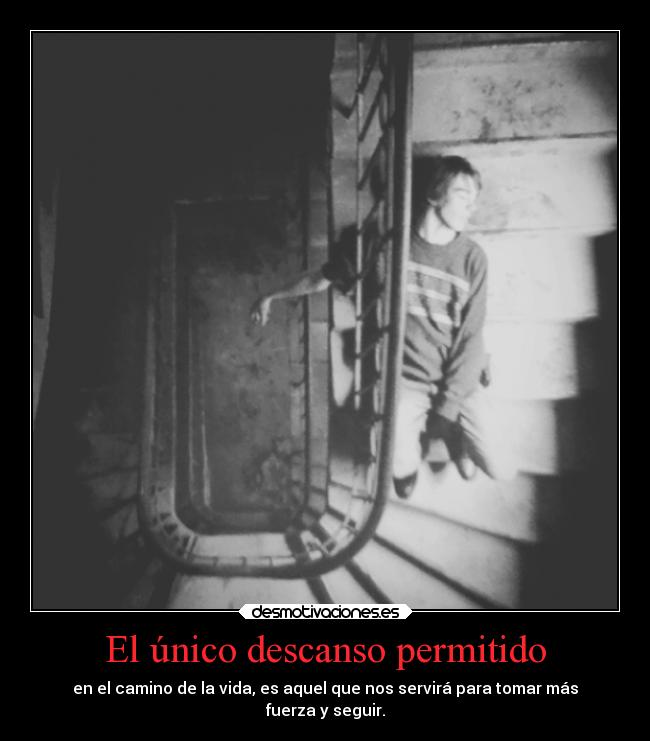 El único descanso permitido - en el camino de la vida, es aquel que nos servirá para tomar más
fuerza y seguir.