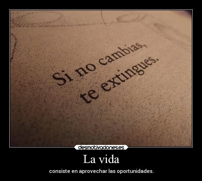 La vida - consiste en aprovechar las oportunidades.