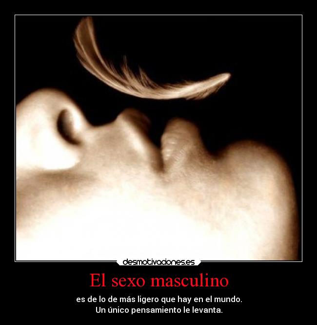 El sexo masculino - es de lo de más ligero que hay en el mundo.
Un único pensamiento le levanta.