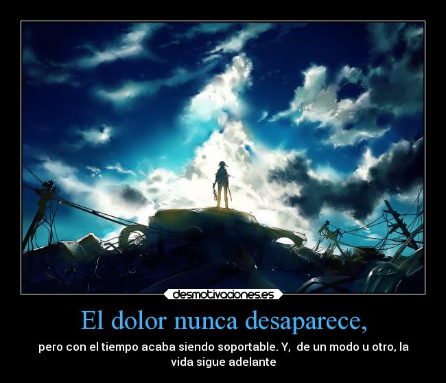 El dolor nunca desaparece, - pero con el tiempo acaba siendo soportable. Y,  de un modo u otro, la
vida sigue adelante