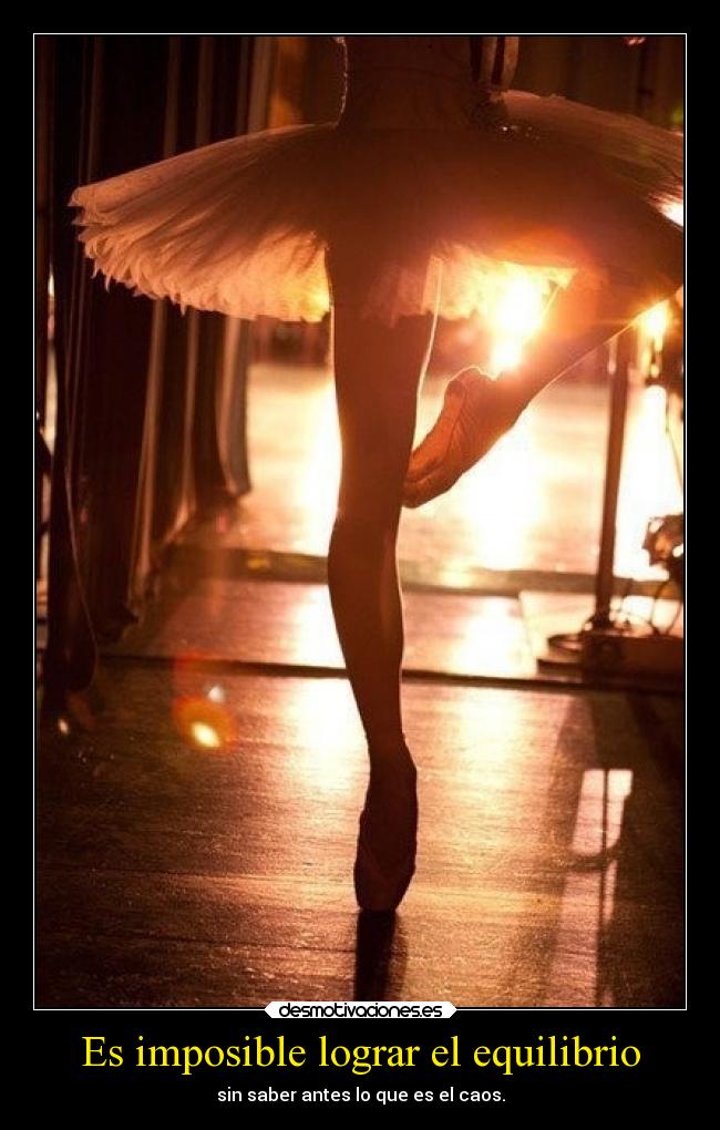 Es imposible lograr el equilibrio - sin saber antes lo que es el caos.