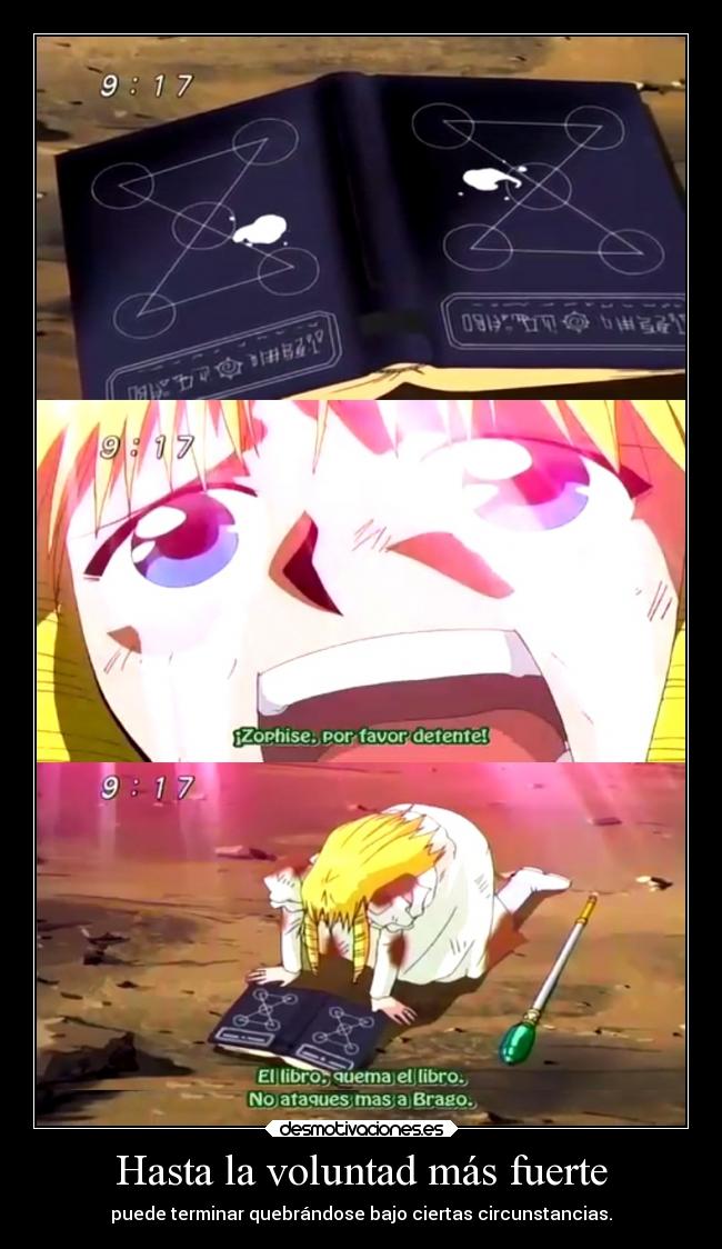 carteles raptorhunters harukaze anime manga otaku zatch bell gashu sherry brago zophis libro voluntar morir desmotivaciones