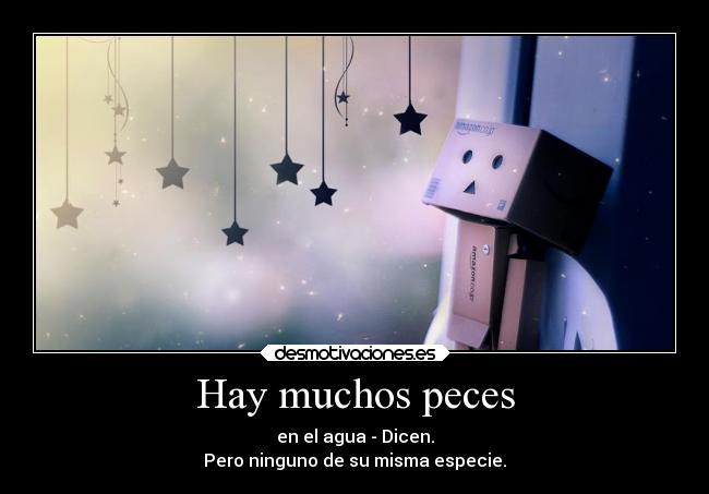 Hay muchos peces - en el agua - Dicen.
Pero ninguno de su misma especie.